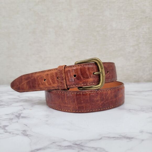 Gap Rich Orangey Brown Leather Belt With Gold Toned Buckle Women's Medium - Picture 1 of 7